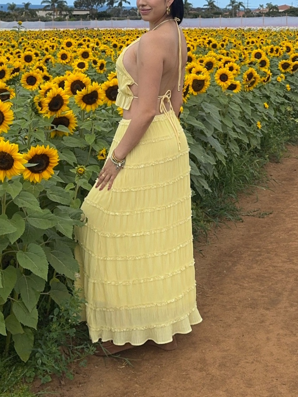 Backless Yellow Maxi Dress - Brand